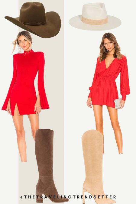 Holiday outfit, red, mini dress, semi formal, evolve, heel boots, suede, boots, family, photos, Christmas, cowboy hat

#LTKHoliday #LTKwedding #LTKSeasonal