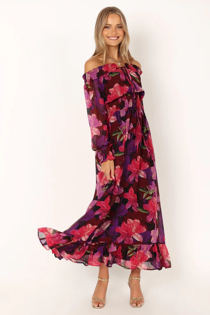 Luanne Off Shoulder Maxi Dress - Purple Floral | Petal & Pup (US)