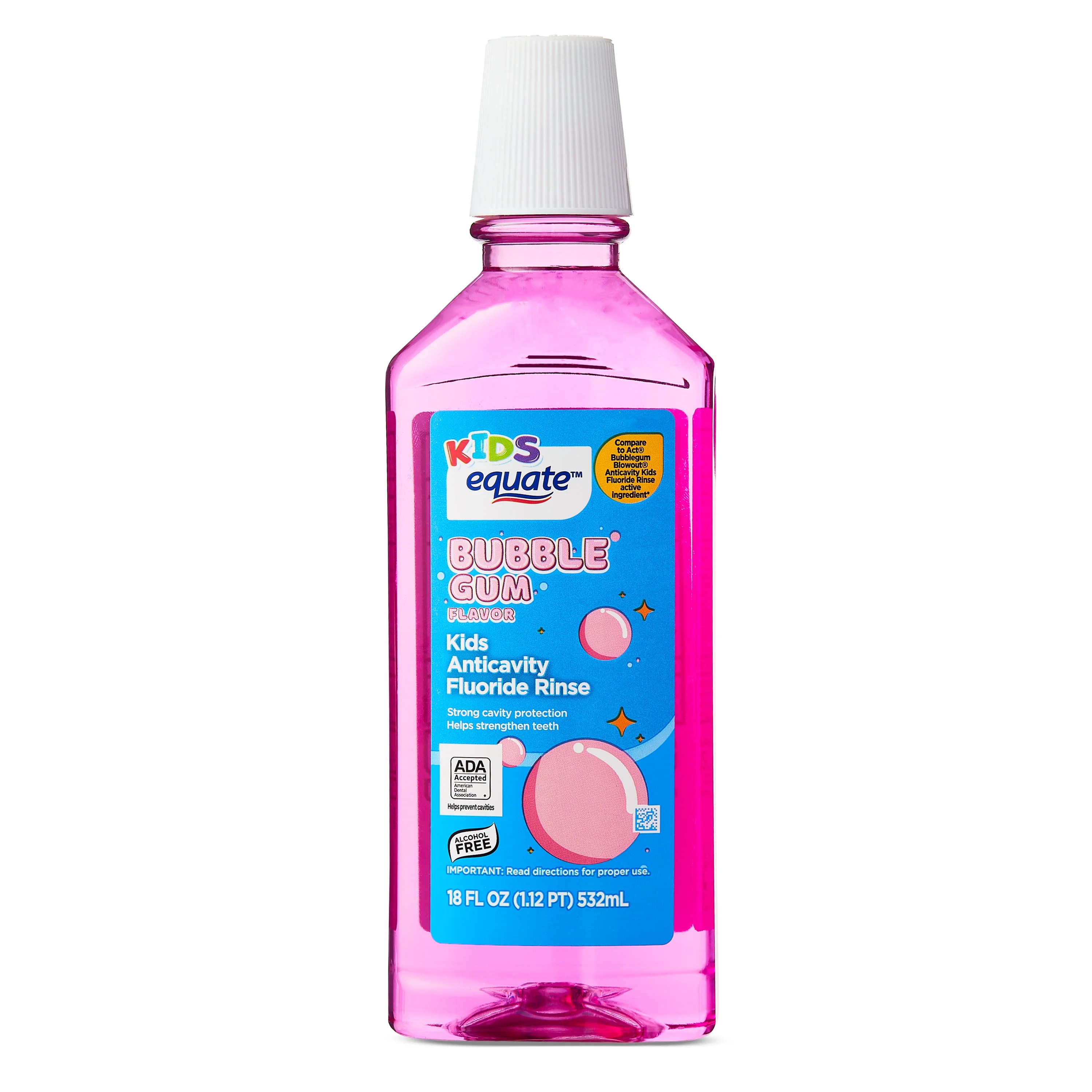 Equate Kids Anticavity Fluoride Rinse, Bubble Gum, 18 fl oz | Walmart (US)