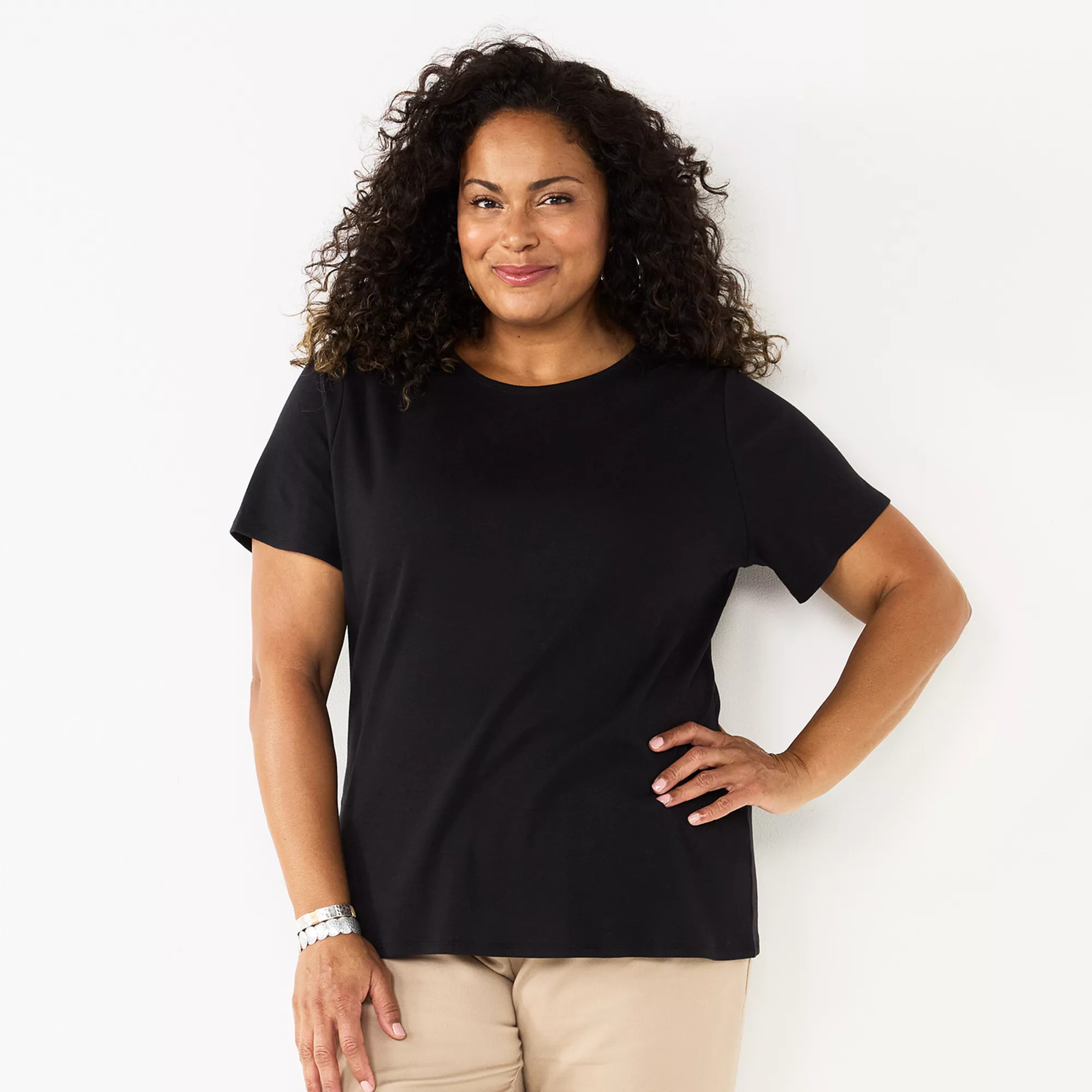 Plus Size Croft & Barrow® Essential Crewneck Top | Kohl's