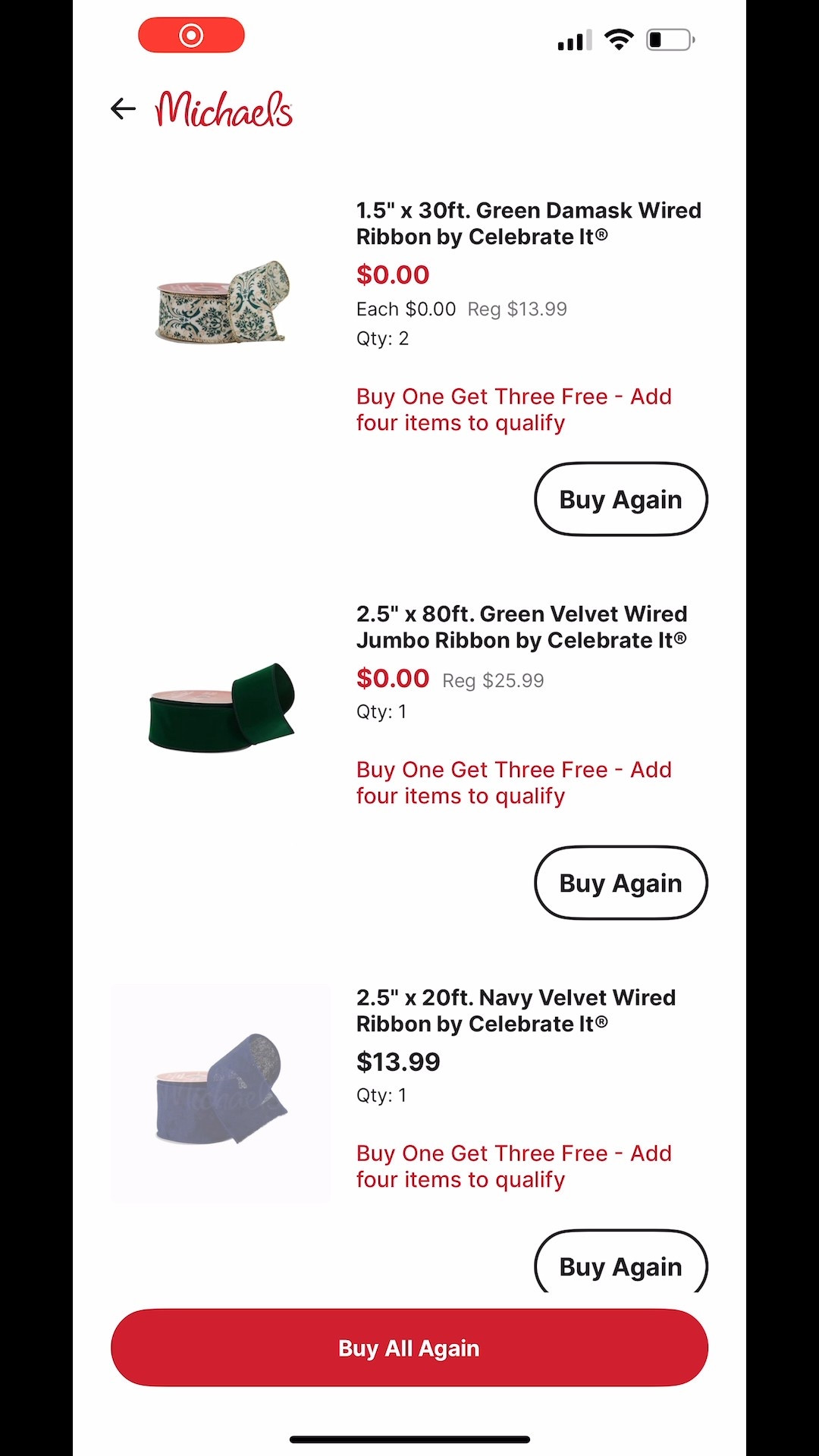 Buy 1 get 3 free ribbon! 