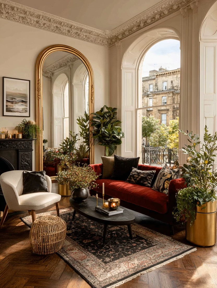 New York apartment sophistication meets London hotel luxe in this rich, layered living space where velvet luxury, gold accents, ivory tones, and greenery come together effortlessly. A bold velvet sofa anchors the room, while a statement gold-framed mirror, sculptural lighting, and curated décor pieces elevate the entire space into a timeless, high-end interior.

This is luxury home décor done right — not one loud focal point, but a carefully balanced mix of statement furniture, classic neutrals, rich textures, and warm metallic finishes. Ivory softens the boldness, gold adds glamour, and deep velvet brings depth and drama. The result feels curated, elegant, and undeniably upscale.

Perfect for city apartments, high-rise living rooms, boutique-style homes, or hotel-inspired interiors, this look proves that true luxury comes from thoughtful layering. It’s not about one statement piece — it’s the entire composition that creates impact: velvet seating, gold décor accents, layered rugs, greenery, and architectural mirrors working together in harmony.

This is modern luxury interior design, hotel-inspired home décor, and statement living room styling all in one — bold, rich, timeless, and endlessly inspiring.

 

#LTKHome