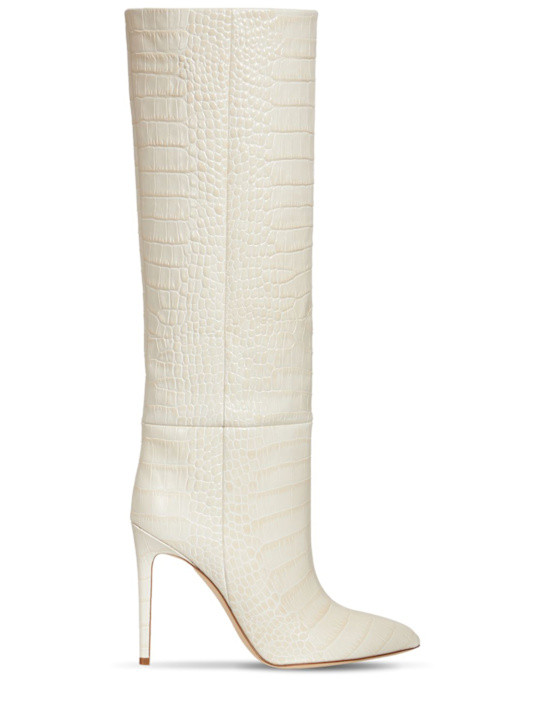 105mm Croc embossed leather tall boots | Luisaviaroma