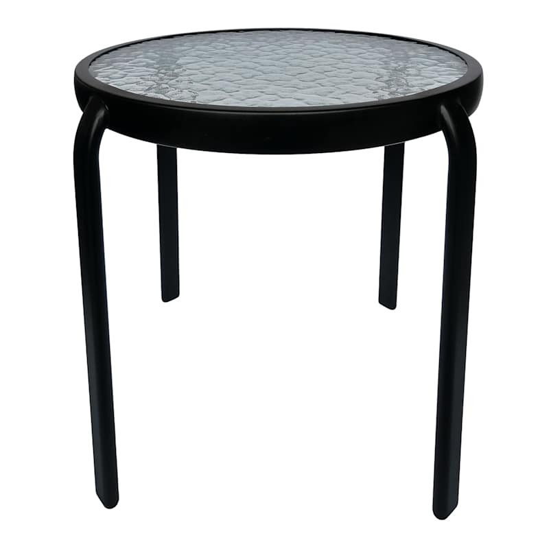 Wavy Glass Patio Side Table, Black | At Home