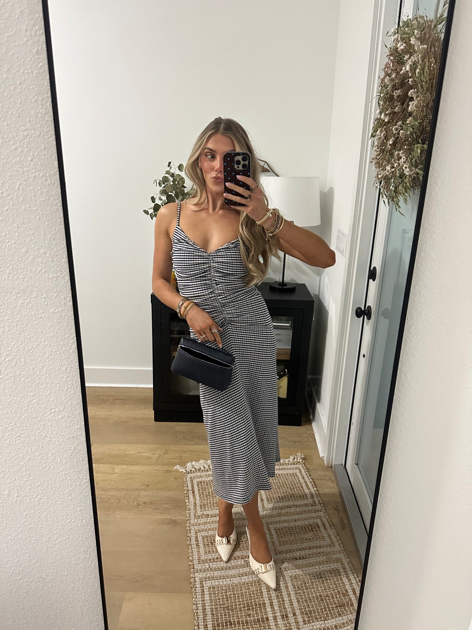 @renttherunway my code is RTRXSVOSEN50 rails Mari ruched mini dress size XS and my heels and bag are both amazon! DOEYG Women Pointed Toe Bow Heels Mules Slip on Stiletto Heels Sandals Dress Party Wedding Studded Heels Pumps. 

#LTKSaleAlert #LTKootd