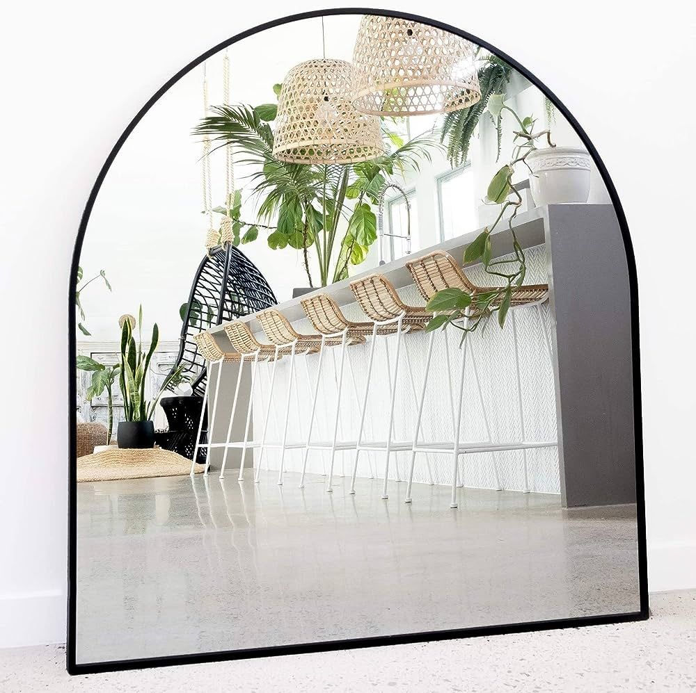 Black Arched Mirror, 33" x 31", Black Arch Mirror Décor Entry Way Mirror, Black Mantle Mirror fo... | Amazon (US)