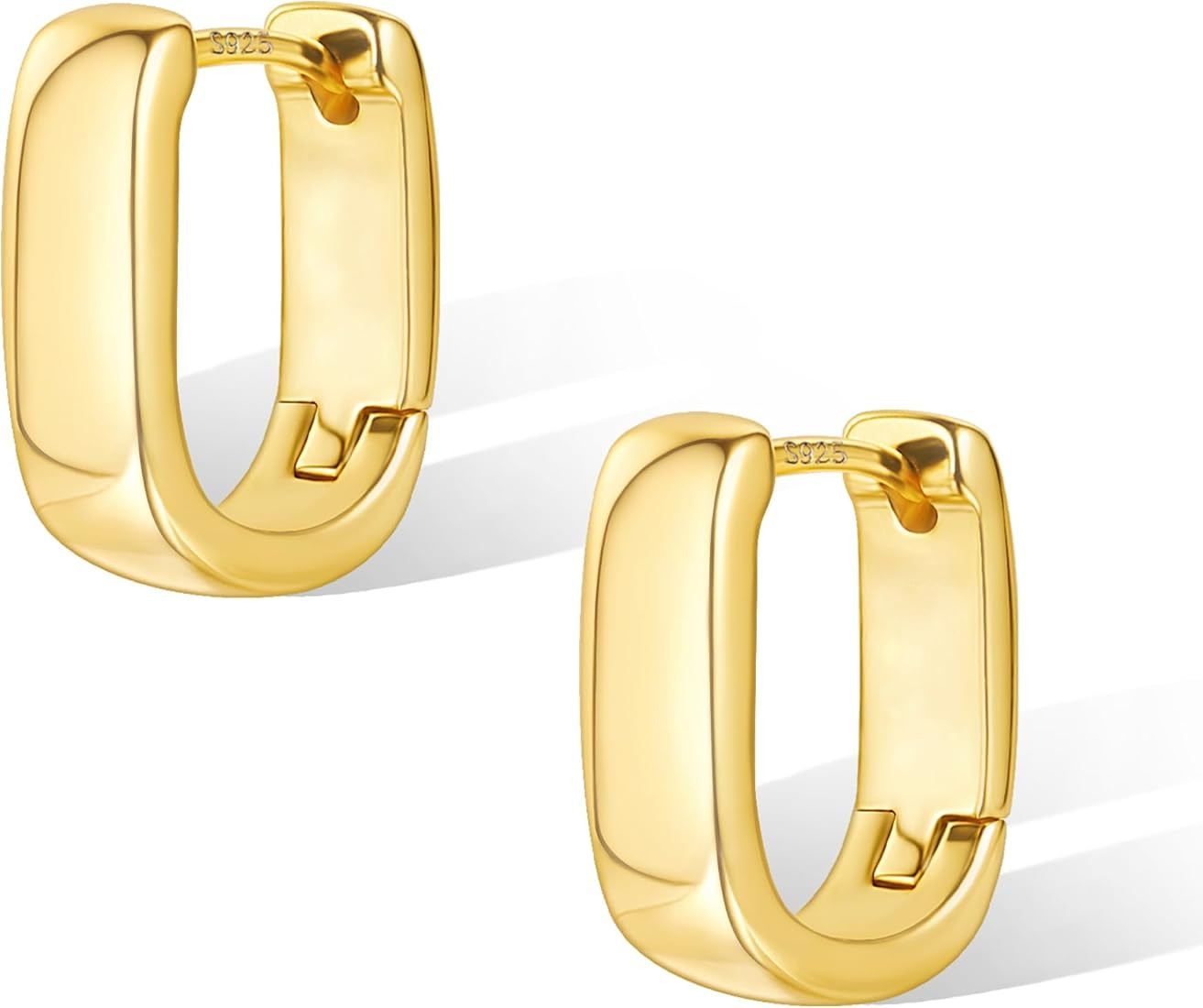 14K Gold Plated 925 Sterling Silver Earrings Small Chunky Silver Earrings for Women Trendy Small ... | Amazon (CA)