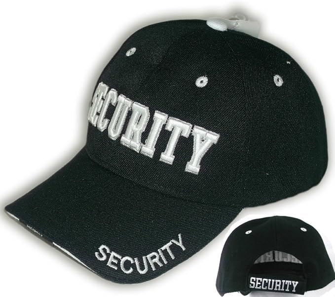 Security Hat Baseball Ball Cap Black Embroidered Adjustable 100% Cotton | Amazon (US)