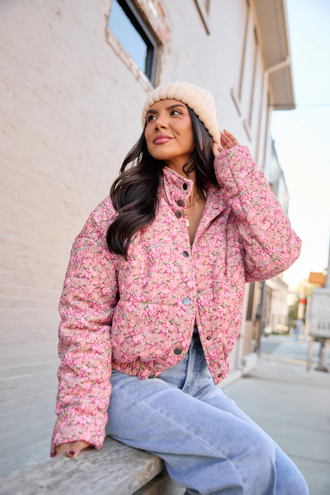 Rue Pink Floral Corduroy Jacket | Pink Lily