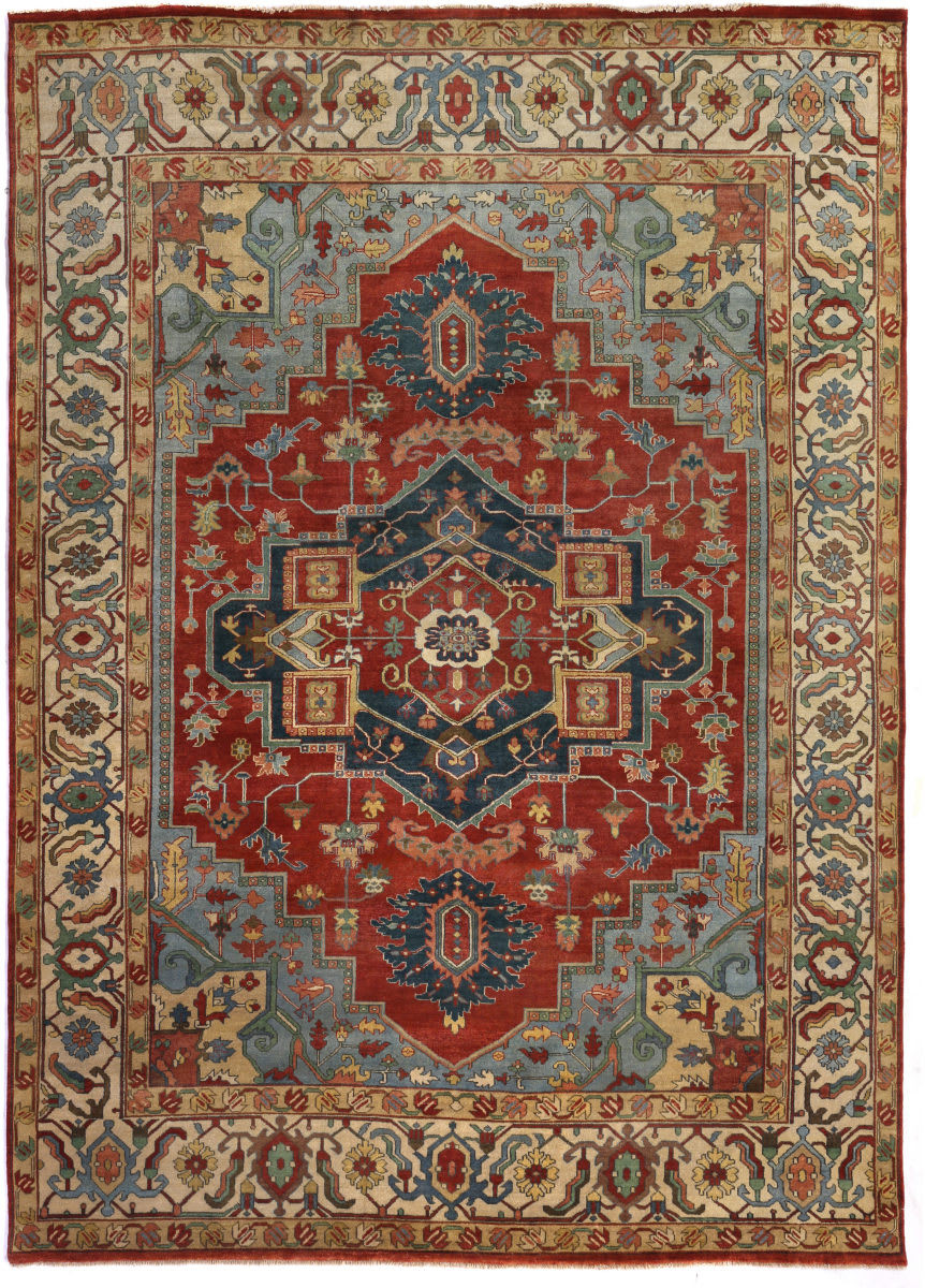 Exquisite Rugs Antique Weave Serapi Hand Knotted 9972 Red - Ivory Area Rug | RugStudio.com