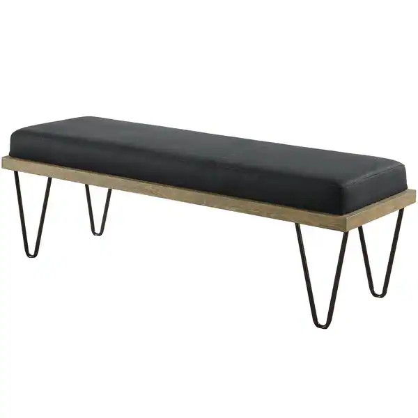 Modern Industrial Inspired Design Accent Bench with Hairpin Legs - Black | Bed Bath & Beyond