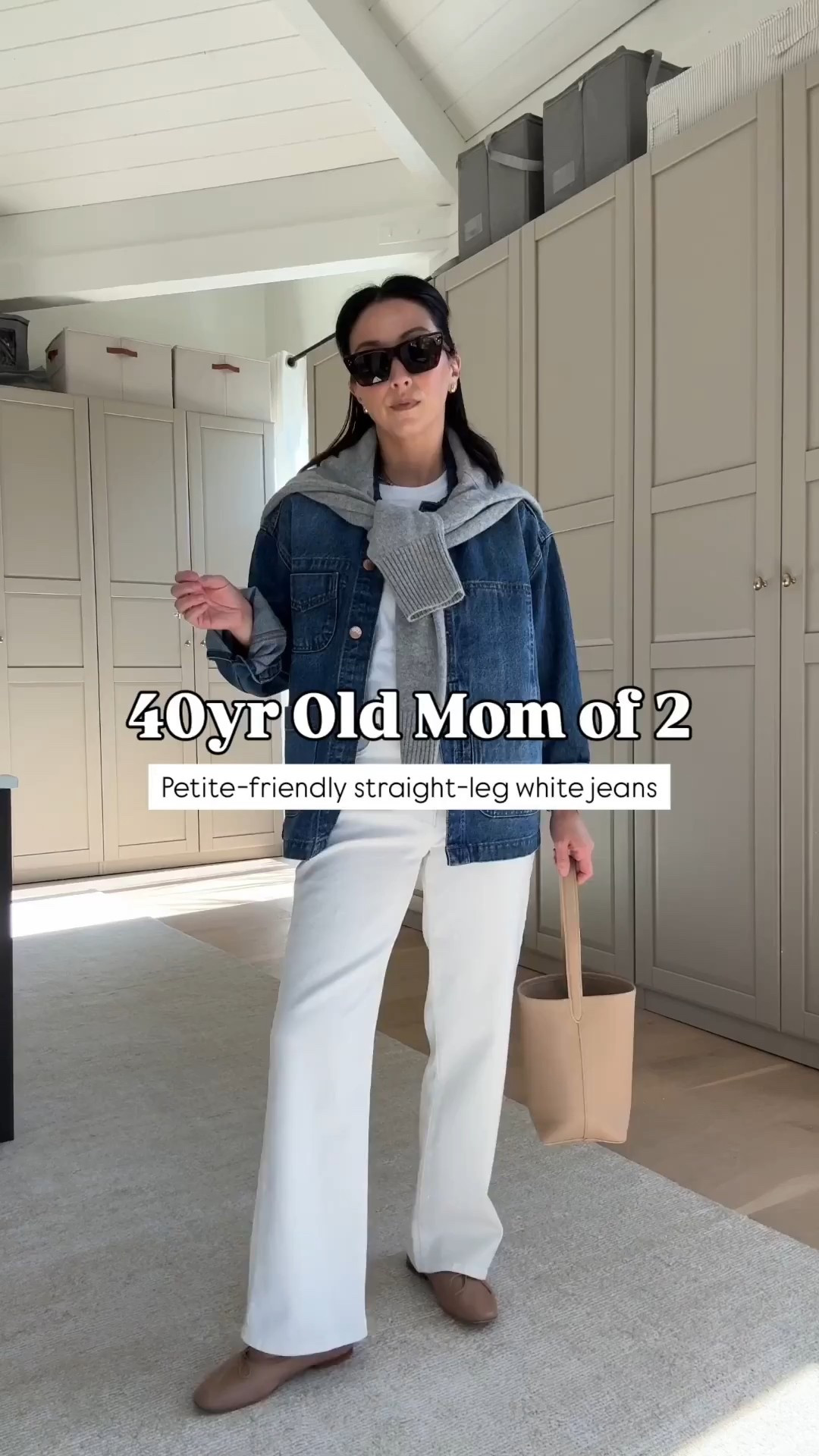 40yr old mom of 2 daily outfit: Petite-Friendly Straight Leg White Jeans. These are great straight opton. The legs on these don't taper. Not see through. Some stretch. 

Doen Chore jacket small - old
Madewell tee xs
Nordstrom jeans 25
Loeffler Randall ballet flats 5
Mansur Gavriel flats 35
The Row tote small
Celine sunglasses
Everlane cashmere sweater xs

Petite style, spring style, jeans 

#LTKgrwm #LTKootd #LTKPetite