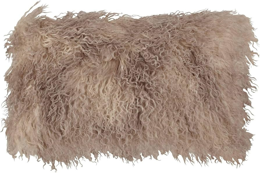 SARO LIFESTYLE 3564.OY1220B Lifestyle 100% Wool Mongolian Lamb Fur Throw Pillow with Poly Filling... | Amazon (US)