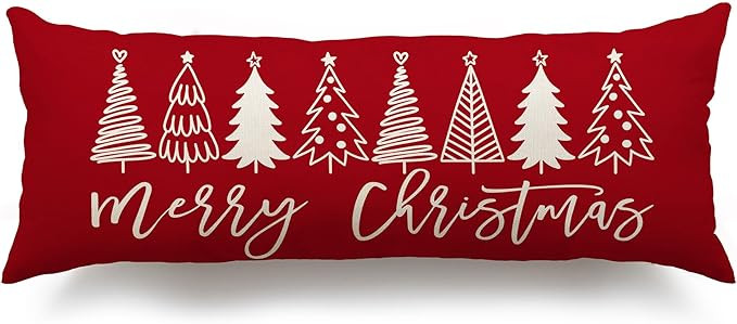 DFXSZ Christmas Pillow Covers 14x36 Inch Christmas Tree Merry Christmas Decorative Red Throw Pill... | Amazon (US)