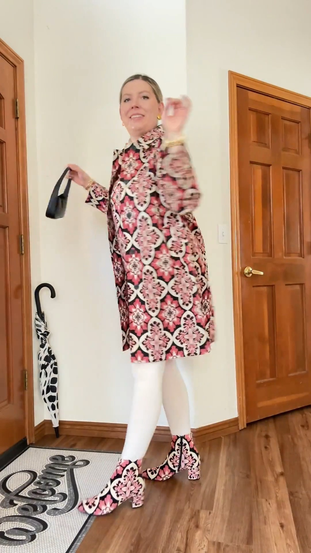 Off the Wall(paper) - Look 1
A curated style series 

When I saw this print several years ago,  I FELL IN LOVE. It was too pricey for me to buy right away but I scored the coat and boots on clearance and got the dress second hand. The designer actually used archival prints for this collection and this one is actually from 100 years ago, if I recall correctly. Thrilled that it could join us again today (and on a velvet dress, no less!) Linking to some of my current faves from the brand. 

I find pants/skirts to run very small in the brand - I’d size up by 2! Other items are more TTS. Some slimmer jackets/shirts run narrow across the shoulders sizing up there helps, too. I’m wearing the Large in both the coat and dress. I went up half size in the boots.

Off The Wall(paper) is a celebration of one of my favorite styling hacks: MATCH EVERYTHING. I get outsized amounts of joy from a couple of funny things: 1. Lining things up (yes, literally) and 2. Finding things that match and then LINING THEM UP. This is that desire embodied in a capsule series. 

Dress, Coat & Boots - LaDoubleJ
Bag - Yves Saint Laurent 
Earrings - Vintage Givenchy
Ring - Kate Spqde
Bracelets - Vintage
Necklace - Tuckernuck (piper k)
Tights - We love colors

#LTKSeasonal #LTKstyletip #LTKVideo