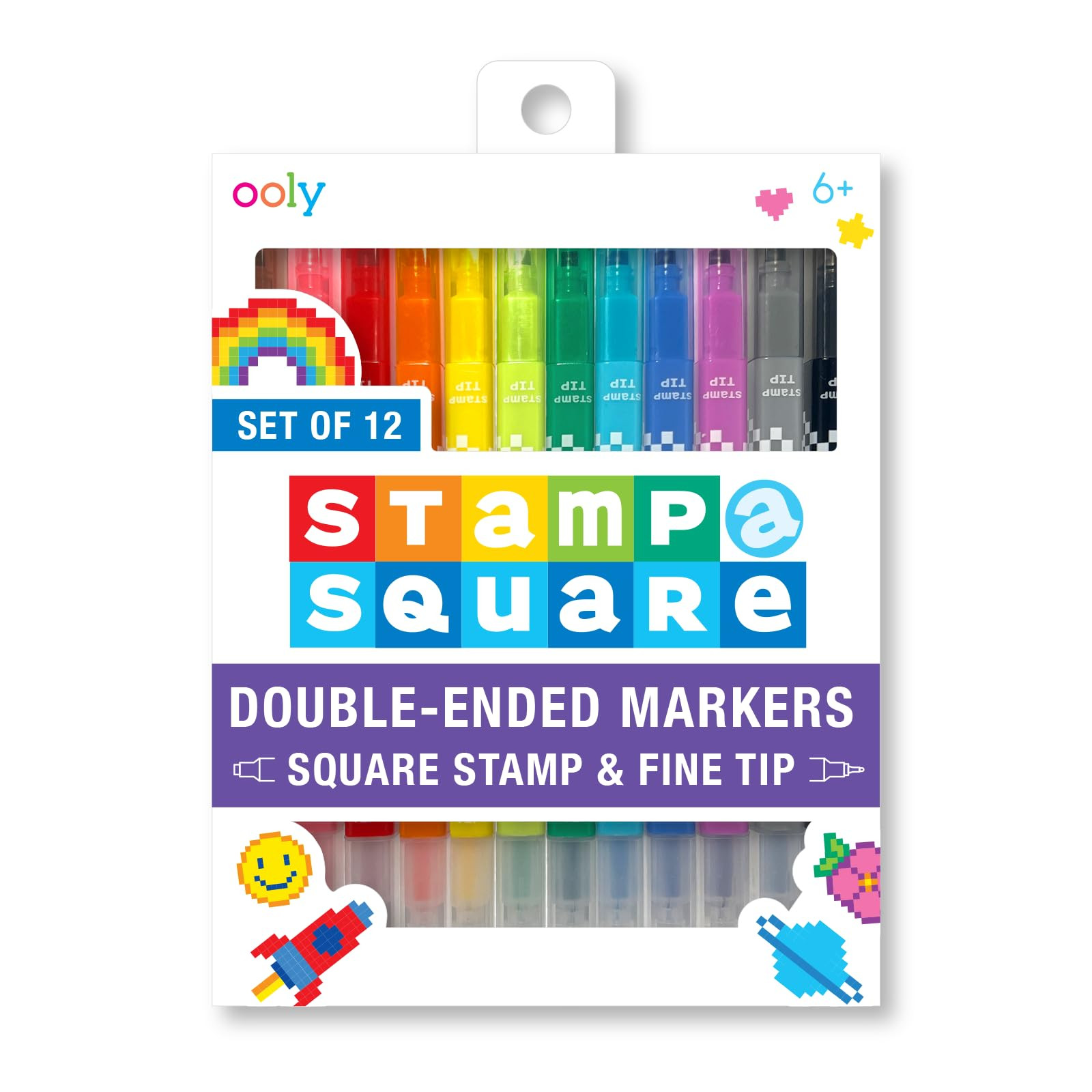 Ooly 12 Double-Sided Square Stamping Markers with a Square Stamp and 0.8mm Fine Point Tip on Each... | Amazon (US)