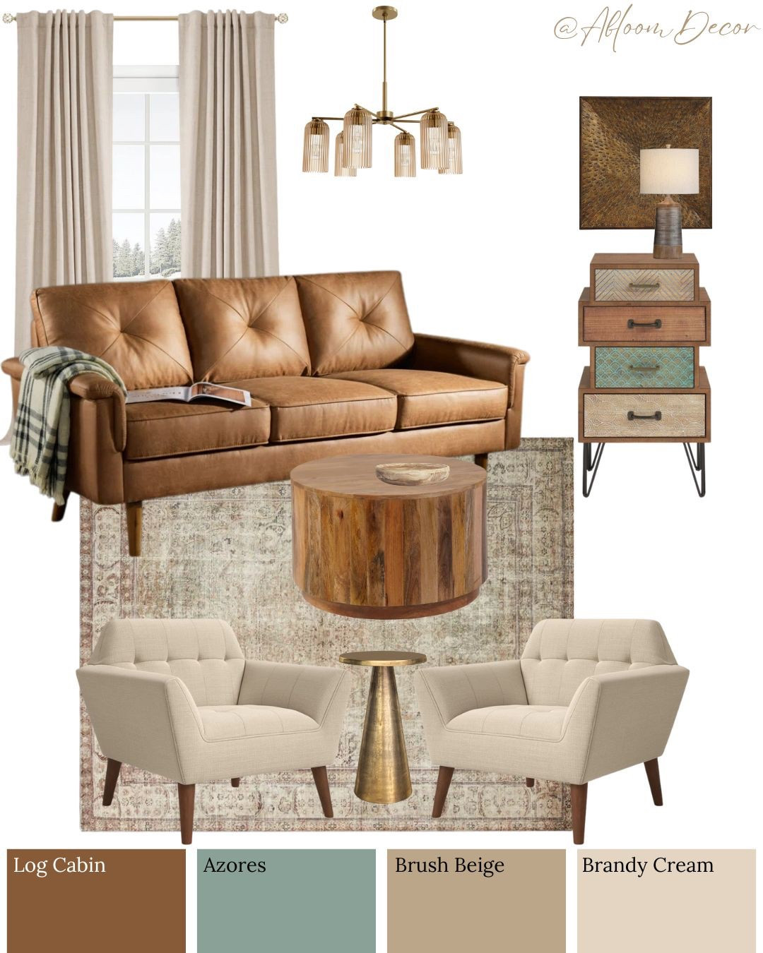 This warm and cozy living room design blends vintage charm with modern comfort. I love how the leather sofa, mixed wood textures, and soft neutrals pull everything together with just enough color to keep it interesting.

#LTKHome