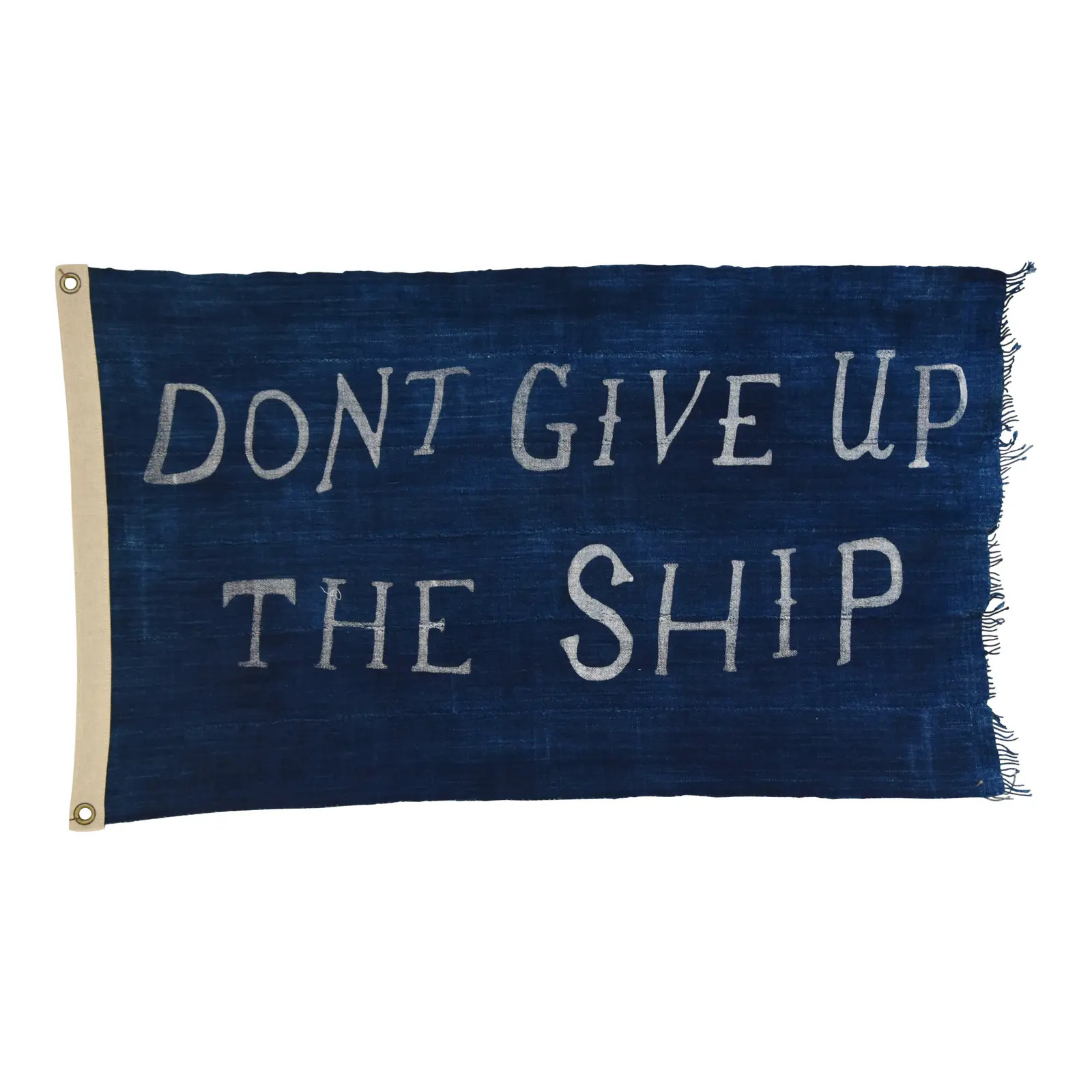 Boho Chic Nautical Themed Indigo Blue/White African Textile Flag 35" X 21" | Chairish