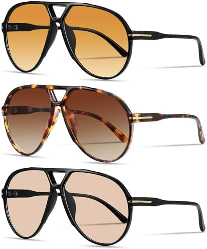 Oversized Retro Aviator Sunglasses for Women Men Classic 70s Trendy Vintage Style Large Frame Sun... | Amazon (US)