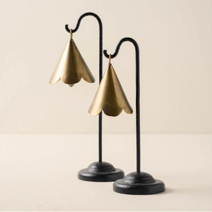 RYNASS 2 Pack Standing Scalloped Bell Vintage Metal Standing Cow Bells Scalloped 10" 12" H with B... | Amazon (US)