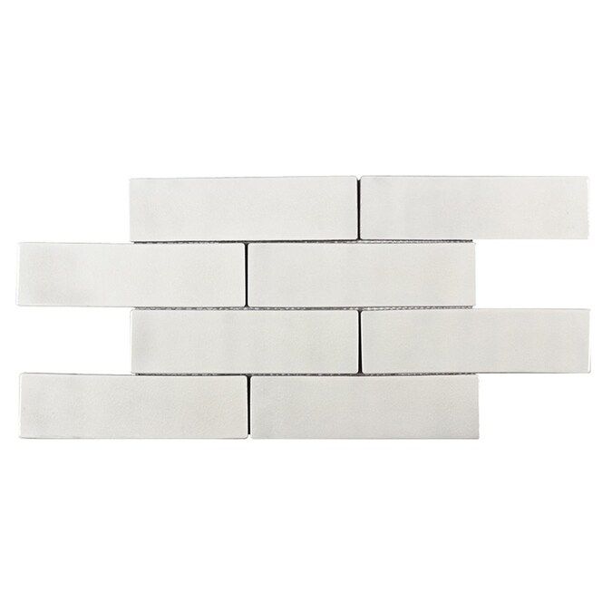 Elida Ceramica Harmony White Subway 12-in x 15-in Glazed Ceramic Brick Mosaic Wall Tile Lowes.com | Lowe's
