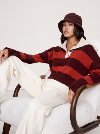 Oversized Cashmere Cropped Sweater Polo | Banana Republic (US)