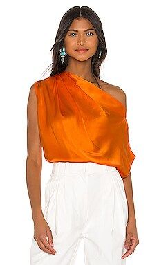 Michelle Mason x REVOLVE Asymmetrical Drape Top in Kumquat from Revolve.com | Revolve Clothing (Global)