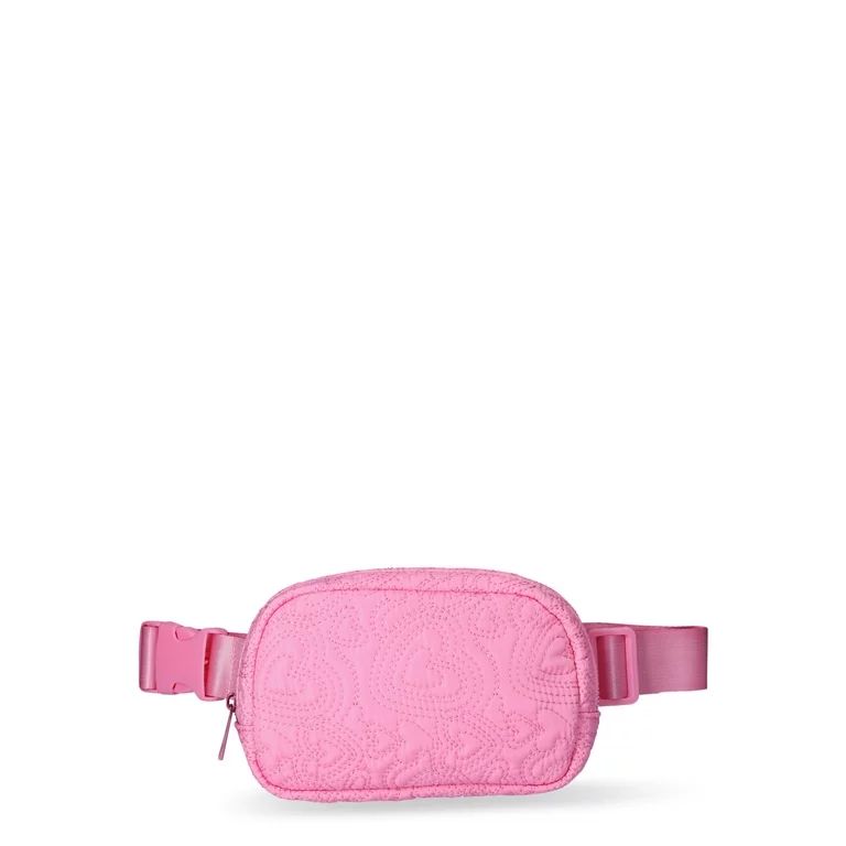 No Boundaries Women's Hands Free Quilted Embroidered Heart Fanny Pack Handbag, Petal Pink | Walmart (US)