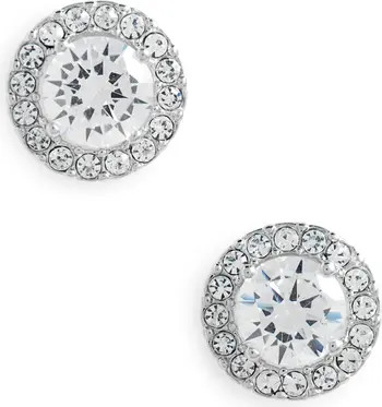 Nordstrom Halo Cubic Zirconia Stud Earrings in Clear- Gold at Nordstrom | Nordstrom