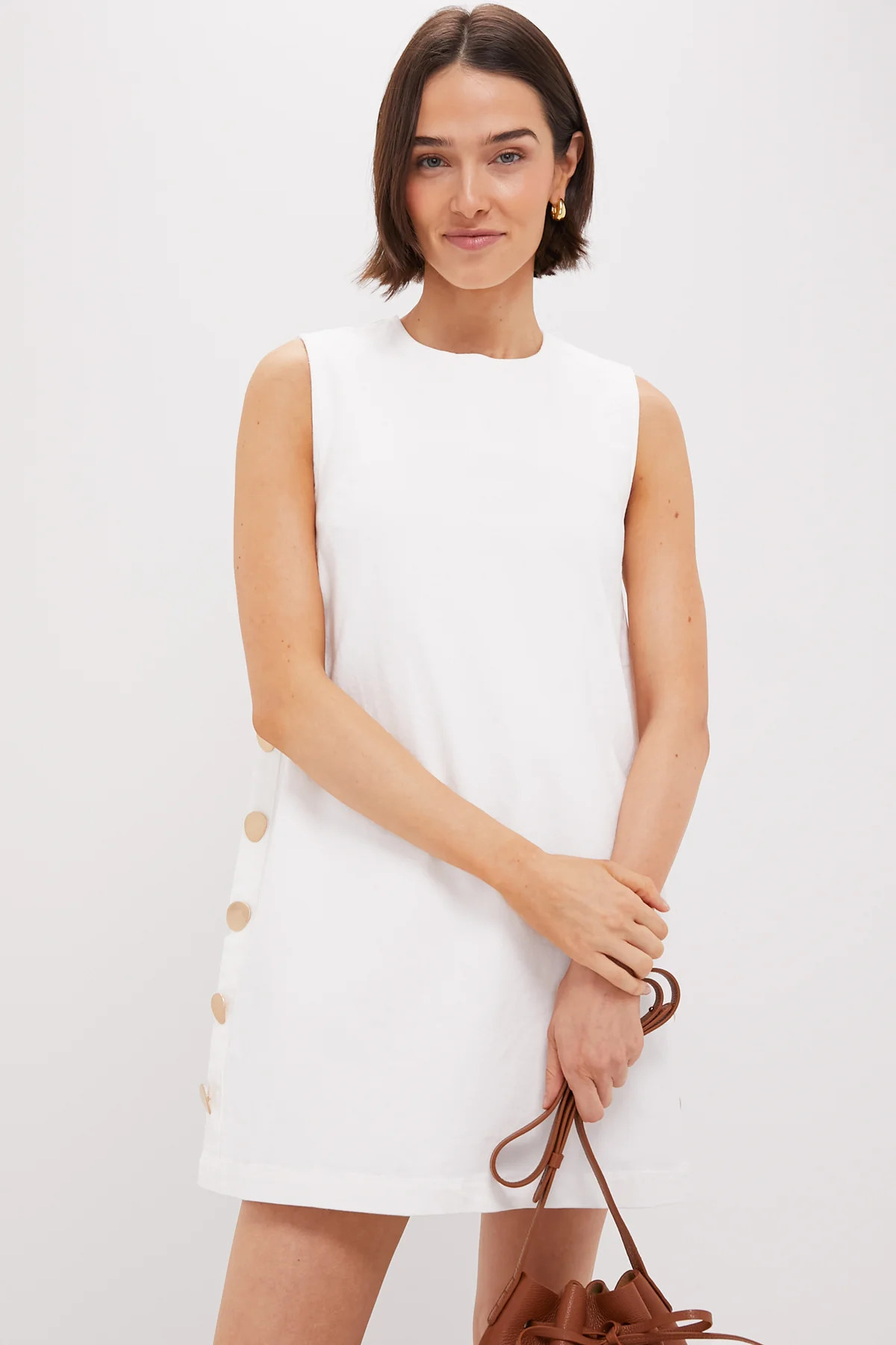 White Twill Button Bitsy Dress | Tuckernuck (US)