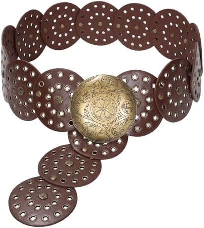 JASGOOD Western Belts for Women Wide Hollow Disc Leather Belt Cowgirl Waist Belt for Jeans Dresse... | Amazon (US)