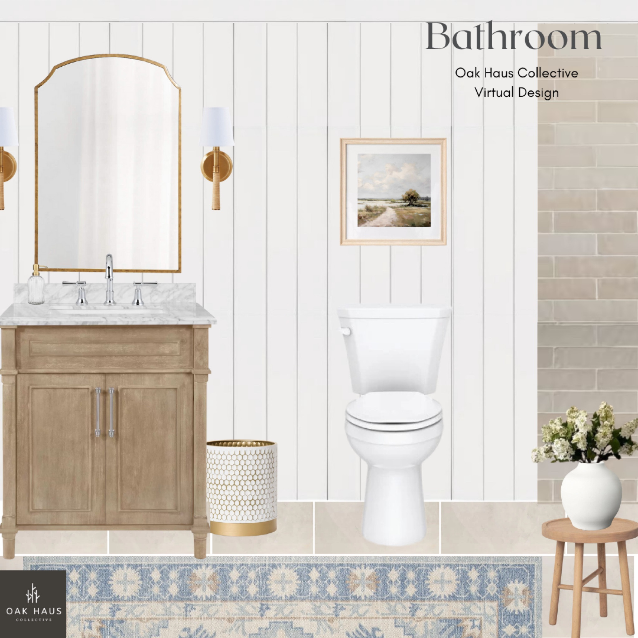 Modern Coastal Bathroom 

Bathroom vanity, coastal bath, modern bathroom, gold mirror, sconces, bathroom decor, bathroom rug, vanity, wood vanity

#LTKStyleTip #LTKHome #LTKFamily