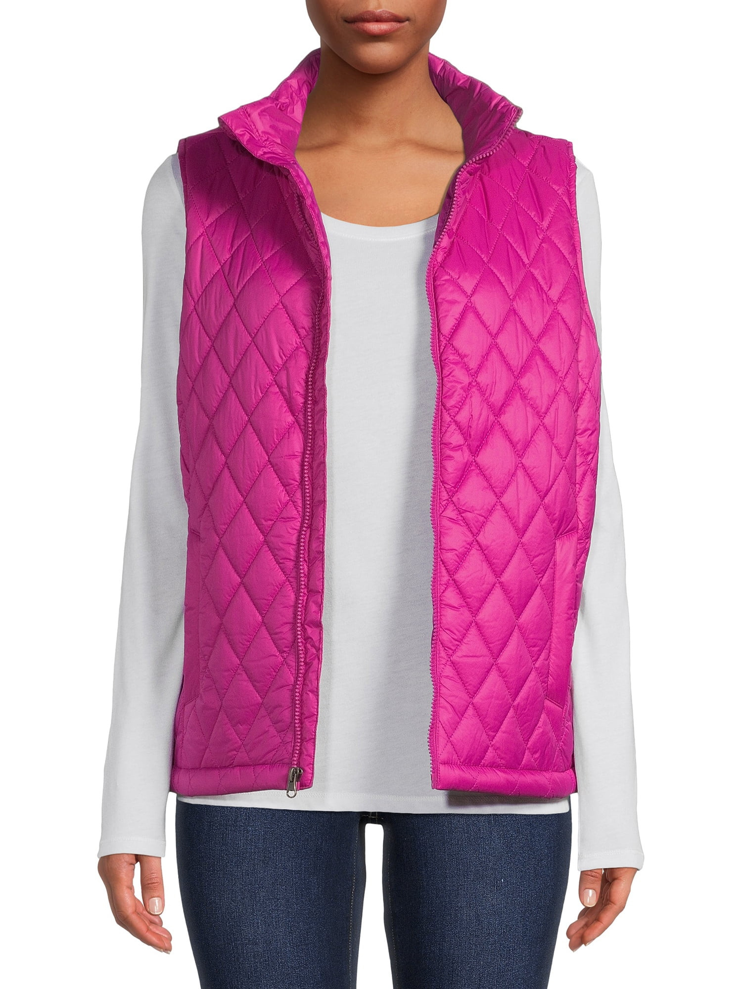 Time and Tru Women's and Plus Diamond Quilt Vest - Walmart.com | Walmart (US)