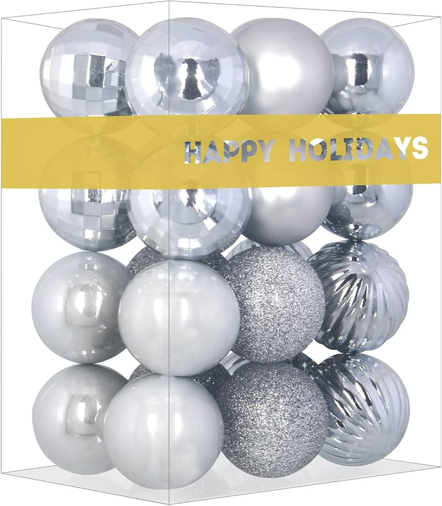 Silver 3.2" Large Christmas Balls - Christmas Tree Decoration Ornaments Shatterproof Hanging Ball... | Amazon (US)