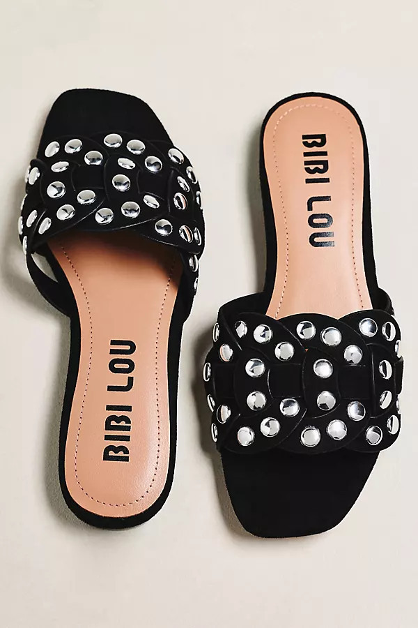 Studded Faux Suede Slides | Anthropologie (US)