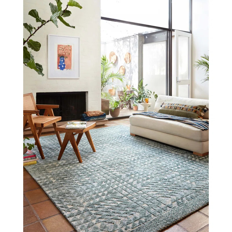 Yeshaia Machine Woven Polyester Mint/Gray Rug | Wayfair North America
