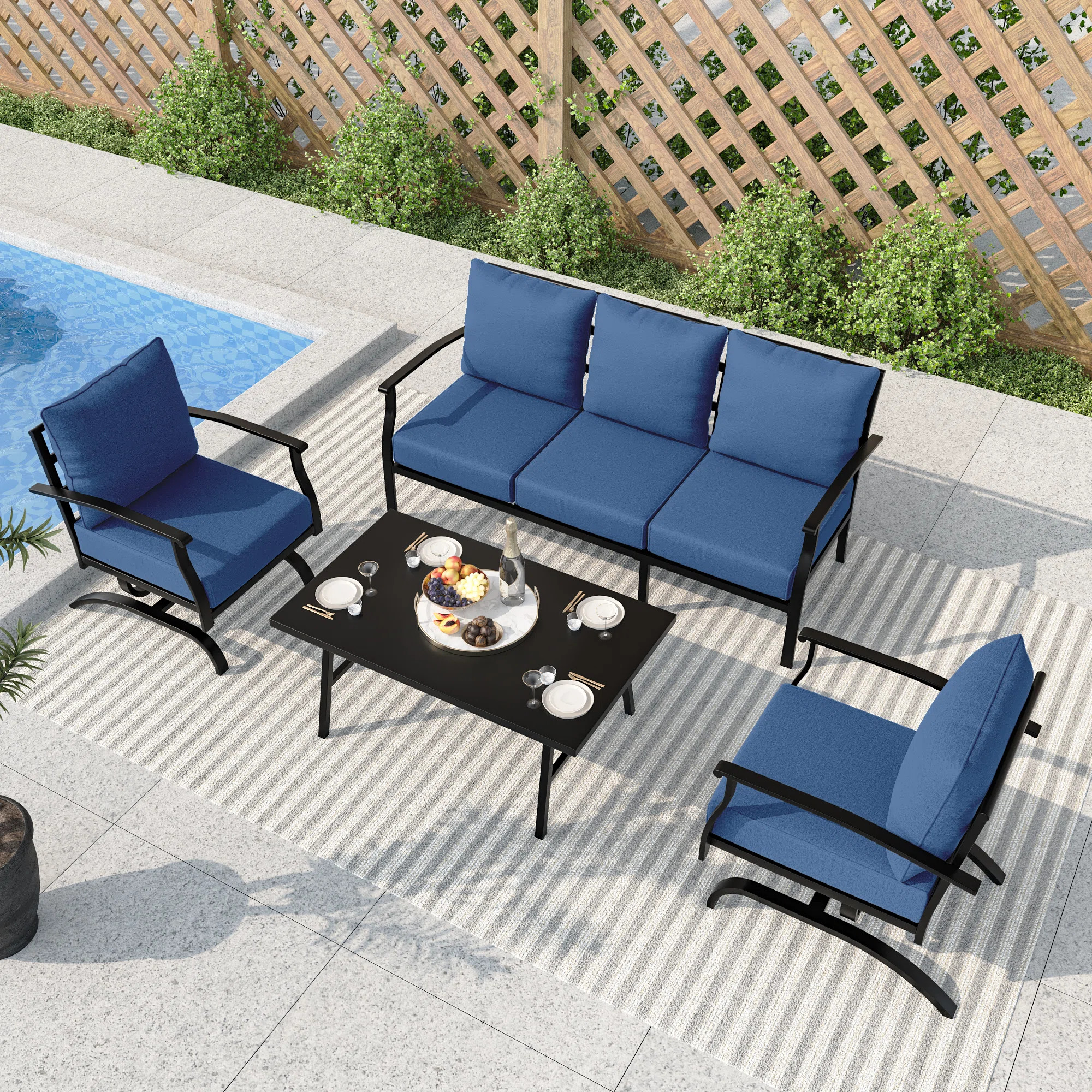 Winston Porter 4-Piece Outdoor Metal Patio Conversation Set With Cushions | Wayfair | Wayfair North America
