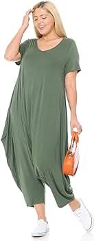 Pastel by Vivienne Women's Short Sleeve Harem Jumpsuit Plus Size | Amazon (US)