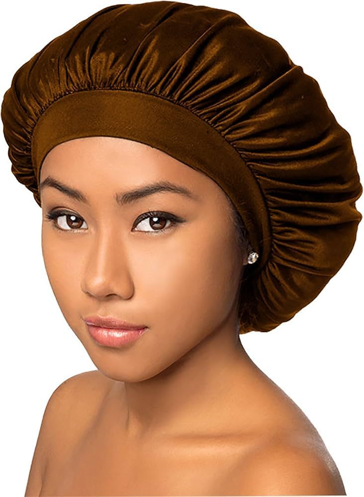 BT Luxury Wide Band Satin Bonnet Cap Brown | Amazon (US)