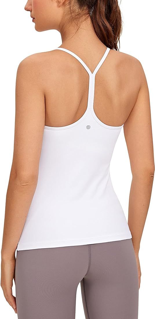CRZ YOGA Butterluxe Womens Racerback Tank Top with Built in Bra - Spaghetti Thin Strap Padded Wor... | Amazon (US)