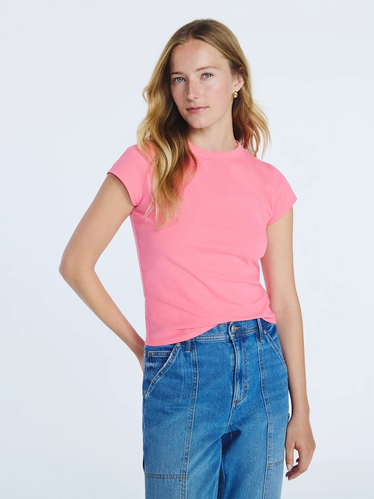 Free Assembly Women's and Women's Plus Cap Sleeve Tee, Sizes XS-4X | Walmart (US)