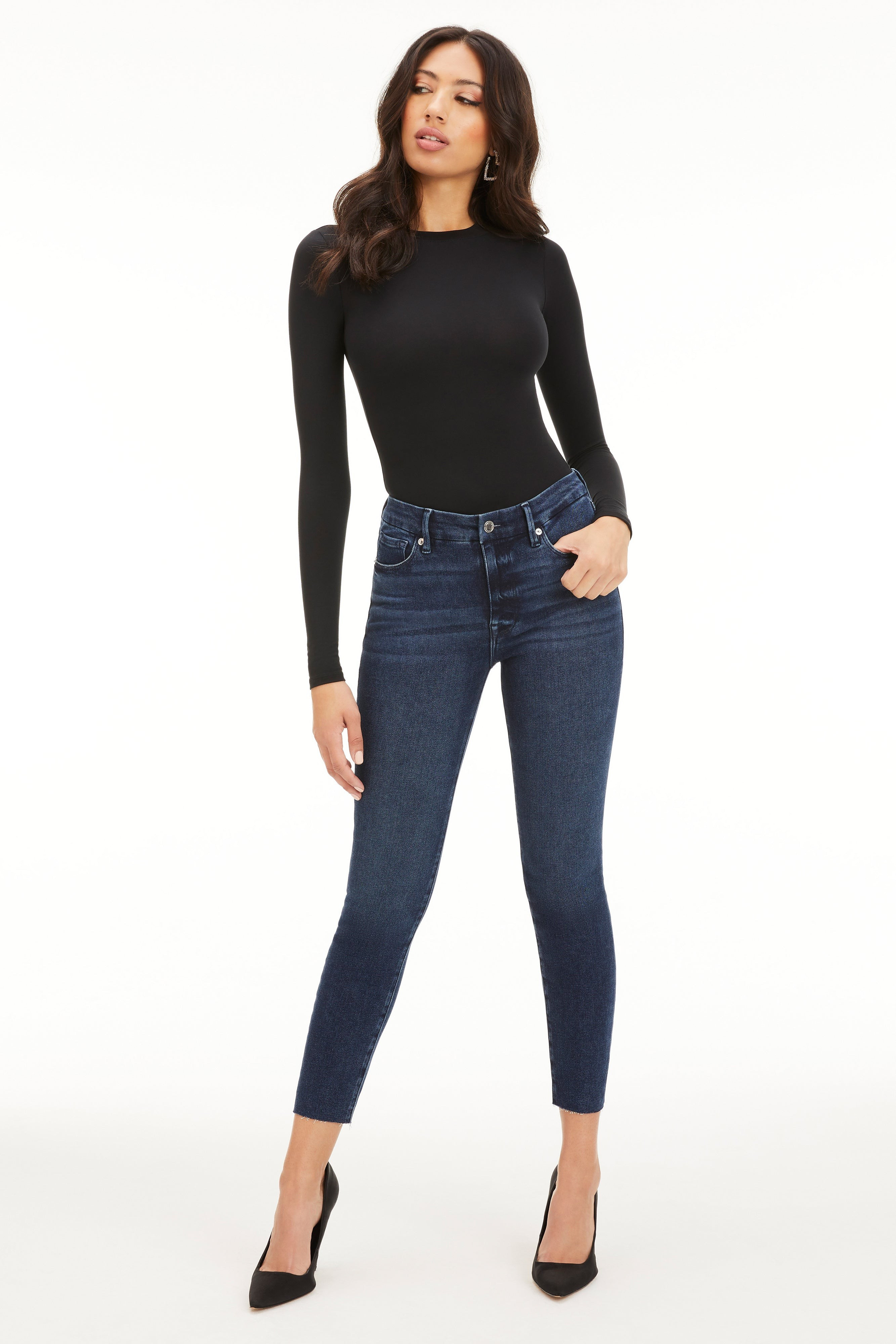 GOOD LEGS CROP RAW HEM | BLUE660 | Good American