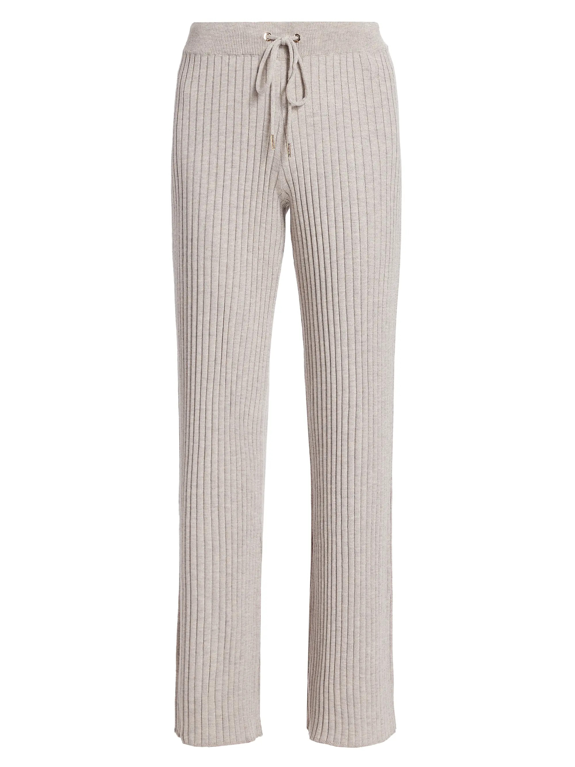 Shop Stellae Dux Wide Rib-Knit Drawstring Pants | Saks Fifth Avenue | Saks Fifth Avenue