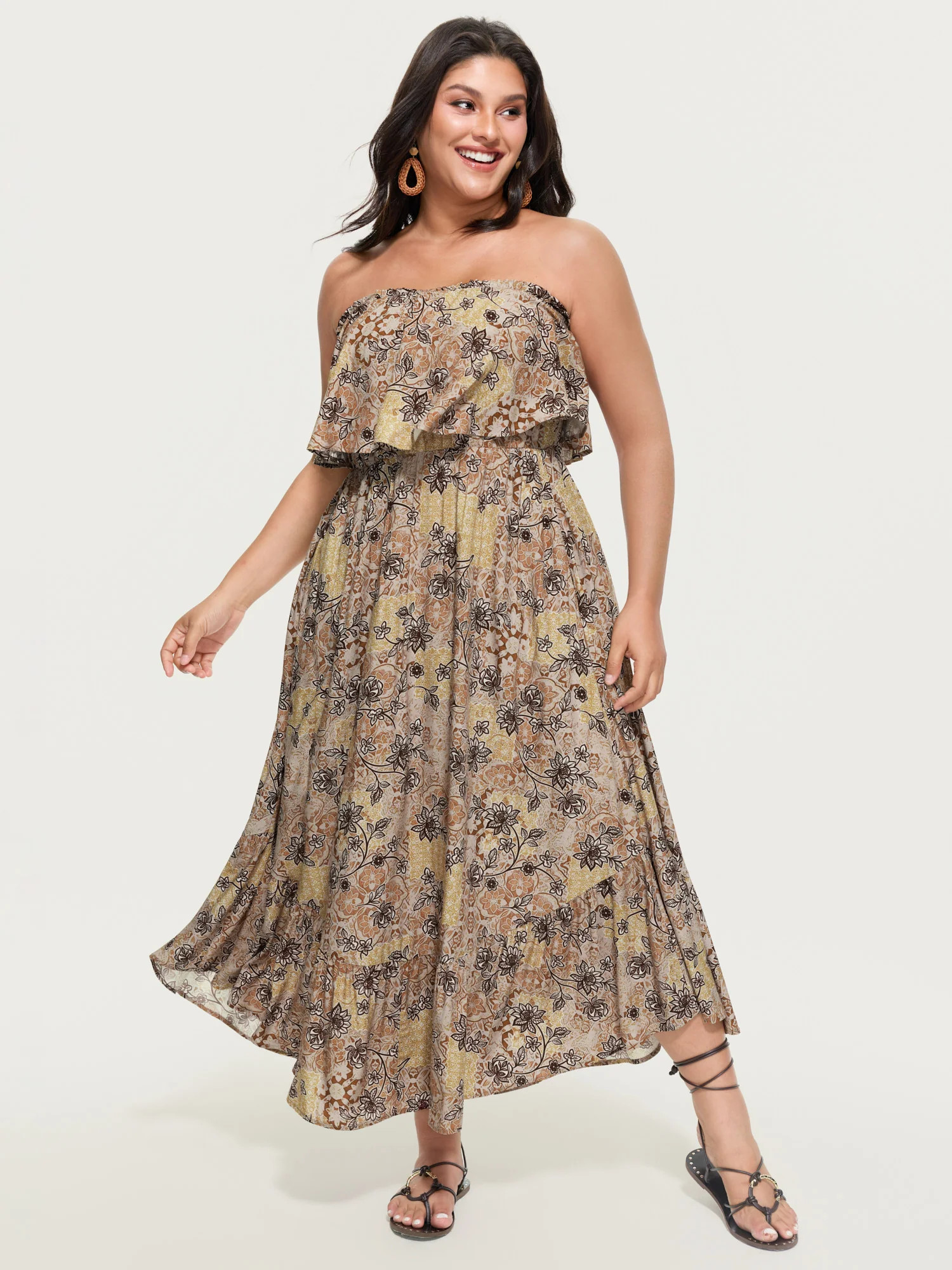 Floral Print Layered Pockets Maxi Dress | Bloomchic