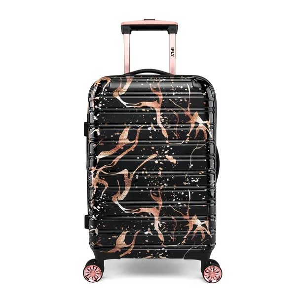 IFLY - Fibertech Marble Hardside Luggage 20 Inch Carry-on,  Black/Rose Gold | Walmart (US)