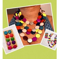 Colorful Multi Strand Wooden Bead Necklace & Earrings Set | Etsy (US)