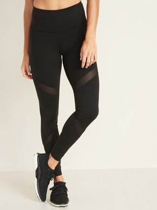 High-Waisted Elevate Mesh-Trim Compression Leggings for Women | Old Navy (US)