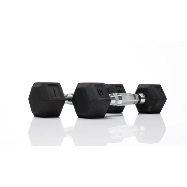 Tru Grit Fitness 5lb Black Rubber Hex Dumbbell, Pair - Walmart.com | Walmart (US)