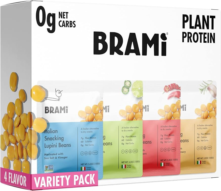 BRAMI Lupini Beans Snack, Variety Pack | 7g Plant Protein, 0g Net Carbs | Vegan, Keto, Plant Base... | Amazon (US)