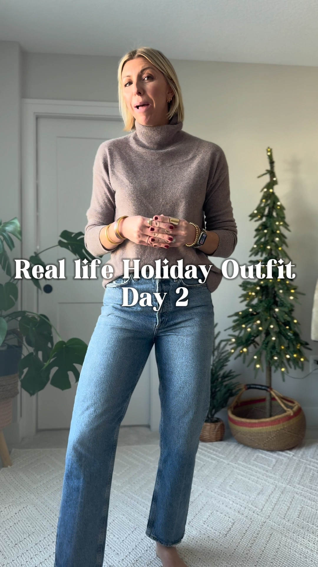 Casual elevated outfit idea: straight leg jeans, merino wool stripe sweater, sneakers, overcoat + leather bag. Great travel day look or running holiday errands look👏🏻 

#LTKWatchNow #LTKOver40 #LTKHoliday